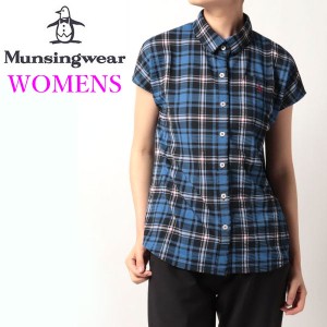 送料無料 メール便発送 即納可☆【Munsingwear】マンシングウェア タータンチェックフレンチスリーブシャツ レディース ゴルフ MGWSJA03