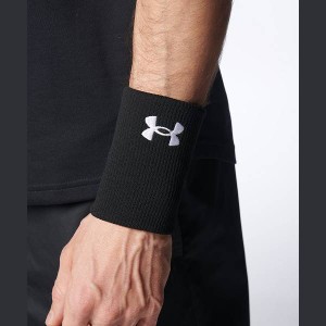 ◆◆送料無料 メール便発送 ＜アンダーアーマー＞ UNDER ARMOUR UAニット リストバンド(ベースボール/MEN) 1364500 (BLK/WHT(003))