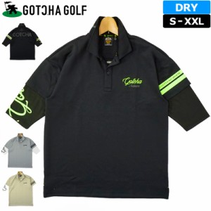 ガッチャゴルフ メンズ DRY フェイクレイヤード 6分袖 ポンチ素材 半袖ポロシャツ 223GG1224 GOTCHA GOLF 【メール便発送】【新品】2WF2 