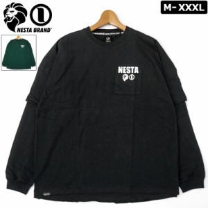 ネスタブランド フェイクレイヤード コットン100％ 長袖 Tシャツ 223NB1111 ミニライオン NESTA BRAND 【新品】2WF2 ロンT 長そで トップ