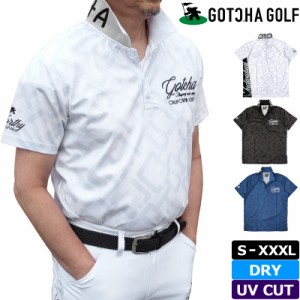 ガッチャゴルフ メンズ 吸汗速乾 鹿の子 ロゴ総柄 半袖 ポロシャツ 232GG1203 GOTCHA GOLF【メール便発送】【新品】3SS2 ゴルフウェア 半