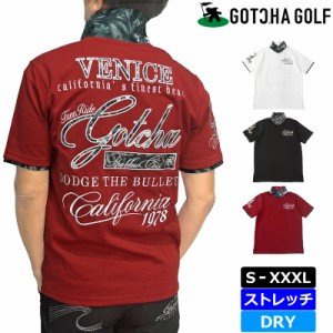 ガッチャゴルフ メンズ 吸汗速乾 半袖 ポロシャツ 232GG1219 ブラックボタニカル シャイニング GOTCHA GOLF【メール便発送】【新品】3SS2