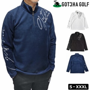 ガッチャゴルフ メンズ 裏ファー ハーフジップ 長袖 シャツ コーデュロイ 233GG1206 保温 GOTCHA GOLF 【新品】3WF2 ゴルフウェア トップ