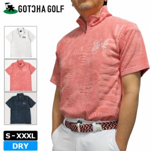 ガッチャゴルフ 2024 メンズ 吸汗速乾 ハーフジップ 半袖 シャツ ロゴパイル ジャカード 242GG1208 GOTCHA GOLF  【メール便発送】【新品