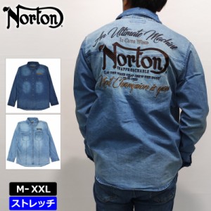 【SALE特価】ノートン ストレッチ デニムシャツ ウエスタン デニム 長袖シャツ 233N1503 Norton 【新品】3WF2 長そで シャツ ウェア トッ