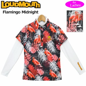 【SALE特価】【日本規格】ラウドマウス レディース 半袖ポロシャツ+インナーシャツ 吸水速乾 UVカット Flamingo Midnight フラミンゴミッ