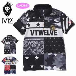 V12 ゴルフ レディース 半袖 ポロシャツ CRAZY PANEL POLO V122110-CT20 ヴィ・トゥエルヴ 春 夏 秋 【新品】1SS2 ゴルフウェア トップス