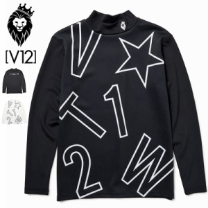 V12 ゴルフ メンズ モックネック 長袖 シャツ CRAZY LETTER L/S MOCK V122220-CT04 ヴィ・トゥエルヴ 【新品】2WF2 ゴルフウェア モック