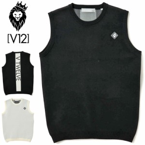 V12 ゴルフ メンズ クルーネック ニット ベスト VERTICAL VEST V122310-KN01 ヴィ・トゥエルヴ 【新品】3SS2 ストレッチ ゴルフウェア ト