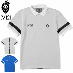 V12 ゴルフ メンズ 半袖 ポロシャツ JACQUARD VERTICAL POLO V122310-PL17 ヴィ・トゥエルヴ 【新品】3SS2 ゴルフウェア 半そで おしゃれ