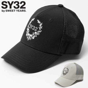 SY32 GOLF メンズ キャップ SYG-23S103 SYG OLIVE EMBLEM CAP 【新品】3SS2 帽子 ゴルフウェア メンズウェア メッシュ 立体ロゴ リーフ 