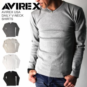 AVIREX(アビレックス) アヴィレックス Vネック ロングTシャツ カットソー Tシャツ ロンT デイリーシリーズ メンズ レディース