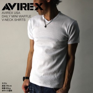 AVIREX/アビレックス/avirex/アヴィレックス・ミニワッフル Vネック Tシャツ カットソー Tシャツ
