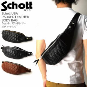 Schott(ショット) パデット レザー バナナ ボディバッグ ワンショルダー