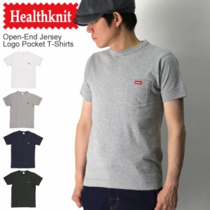 Healthknit(ヘルスニット) オープン エンド ジャージー ヘビーウエイト ロゴ ポケット Tシャツ カットソー メンズ