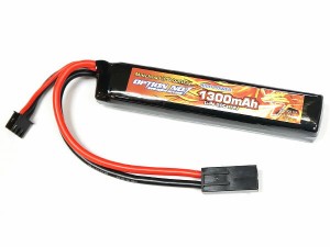 オプション No.1 リポバッテリー LiPo 1300mAh 7.4v ストックイン サイズ GB-0041M   | 電動ガン ハイパワー リポ バッテリー カスタム 