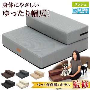 【ペット保育園＆ホテル監修】 ドッグステップ 幅広 55cm 犬 階段 ペット 犬用 ステップ 2段 通気性 おしゃれ 送料無料 メッシュ生地 ソ