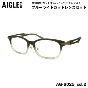 エーグル 伊達 ダテメガネ AG-6025 col.2 53mm AIGLE ブルーライトカット UVカット