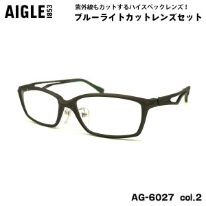 エーグル 伊達 ダテメガネ AG-6027 col.2 55mm AIGLE ブルーライトカット UVカット