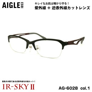 エーグル 美肌ケア ダテメガネ AG-6028 col.1 55mm AIGLE 伊達 UVカット 近赤外線カット