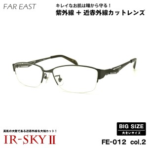 大きいサイズ 美肌ケア ダテメガネ FE-012 col.2 57mm ファーイースト FAR EAST UVカット 近赤外線カット 伊達 BIG 大きい顔