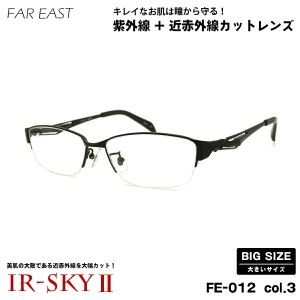 大きいサイズ 美肌ケア ダテメガネ FE-012 col.3 57mm ファーイースト FAR EAST UVカット 近赤外線カット 伊達 BIG 大きい顔