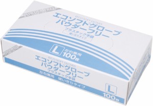 エコソフトグローブ パウダーフリー OM-370 Lサイズ 1箱100枚 プラスチック手袋 オカモト【返品不可】