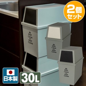 積み重ねゴミ箱 スリム 30L 2個組  日本製 ゴミ箱 スリム 30L 2個セット スタッキング カフェスタイル フロントオープンオシャレ 隠す収