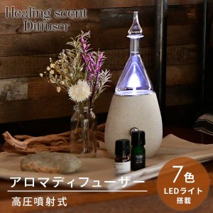 水なし ネブライザー式 アロマディフューザー LED  LNFS-005(WH)  アロマ ミスト おしゃれ ネブライザー 高圧噴射 ネブライザー式アロマ