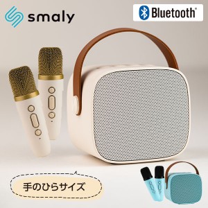 MINI カラオケマイク＆スピーカー USB充電式 Bluetooth搭載 マイク2本付  SM-KM23  カラオケマイク カラオケセット おうちカラオケ 高音