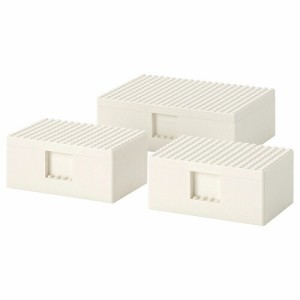 IKEA イケア レゴボックス ふた付き 3点セット ホワイト LEGO コラボ n80453403 BYGGLEK ビッグレク