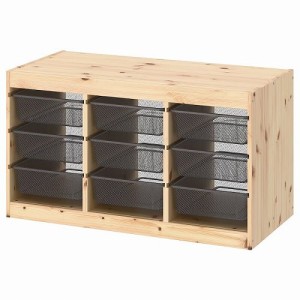 IKEA イケア 収納コンビネーション ライトホワイトステインパイン ダークグレー 93x44x53cm big29480834 TROFAST トロファスト