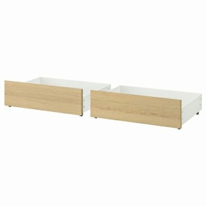 IKEA イケア ベッド下収納ボックス ベッドフレーム用 ホワイトステインオーク材突き板 2ピース 200cm big40354508 MALM マルム