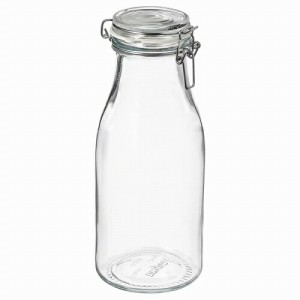 IKEA イケア ボトル型ふた付き容器 クリアガラス 1L m80541363 KORKEN コルケン