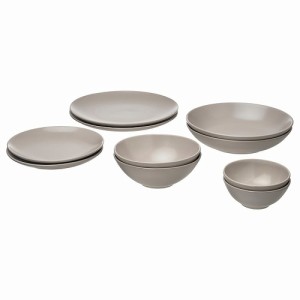 IKEA イケア 食器10点セット マット ライトグレー m80572439 FARGKLAR フェルグクラー 