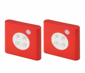 IKEA イケア ワードローブ照明 センサー付き レッド 赤 2ピース n70448761 OLEBY オーレビー