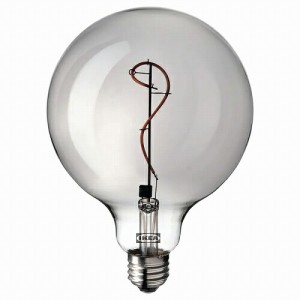 IKEA イケア LED電球 E26 140ルーメン 球形 グレークリアガラス 125mm m80513478 MOLNART モールナルト