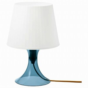 IKEA イケア テーブルランプ ダークブルー ホワイト 29cm n60484085 LAMPAN