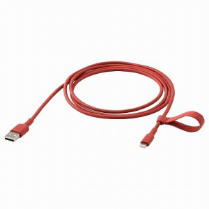 IKEA イケア USB-A  Lightning レッド 1.5 m m50534726 LILLHULT リルフルト