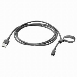 IKEA イケア USB-A  USB-micro ダークグレー 1.5 m m60527594 LILLHULT リルフルト