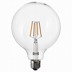 IKEA イケア LED電球 E26 440ルーメン 調光可能 球形 クリアガラス 125mm m90539374 LUNNOM ルッノム