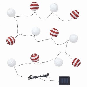 IKEA イケア LEDライトチェーン 全12球 太陽電池式 屋外用 レッド ストライプ m20514683 SOLVINDEN ソルヴィンデン 