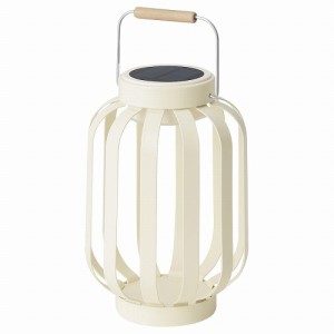 IKEA イケア LED太陽電池式テーブルランプ ベージュ ストライプ 17cm m90514590 SOLVINDEN ソルヴィンデン 