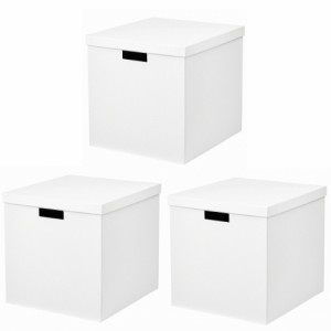 【セット商品】IKEA イケア 収納ボックス ふた付き ホワイト 白 3個セット 32x35x32cm n60469301x3 TJENA ティエナ