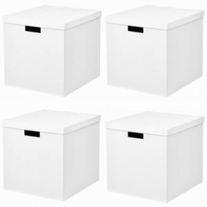【セット商品】IKEA イケア 収納ボックス ふた付き ホワイト 白 4個セット 32x35x32cm n60469301x4 TJENA ティエナ