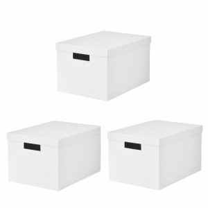 【セット商品】IKEA イケア 収納ボックス ふた付き ホワイト 白 3個セット 25x35x20cm z20395425x3 TJENA ティエナ