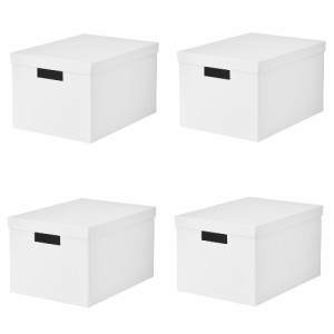 【セット商品】IKEA イケア 収納ボックス ふた付き ホワイト 白 4個セット 25x35x20cm z20395425x4 TJENA ティエナ