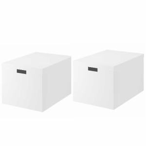 【セット商品】IKEA イケア 収納ボックス ふた付き ホワイト 白 2個セット 35x50x30cm z40374356x2 TJENA ティエナ