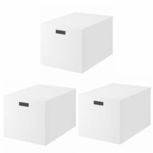 【セット商品】IKEA イケア 収納ボックス ふた付き ホワイト 白 3個セット 35x50x30cm z40374356x3 TJENA ティエナ