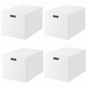 【セット商品】IKEA イケア 収納ボックス ふた付き ホワイト 白 4個セット 35x50x30cm z40374356x4 TJENA ティエナ